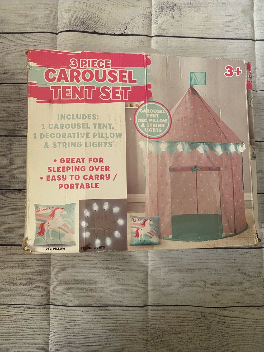 Carousel Tent Set - Pink Play Tent with Pillow & Lights